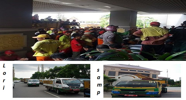 Petugas kebersiahn geruduk kantor walikota dan DPRD Batam. foto / as . (potretkepri.com)